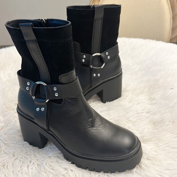 NEW $170 Blondos x Zappos Rebel Black Moto combat ankle boot women size 7 - Picture 5 of 7